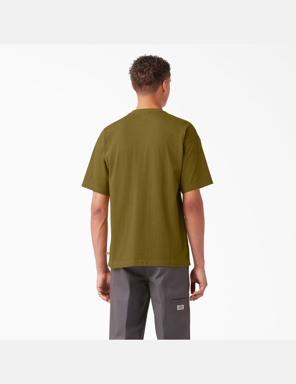 Green Moss Dickies Chest Logo Pocket T-Shirts | 869EFKPSH