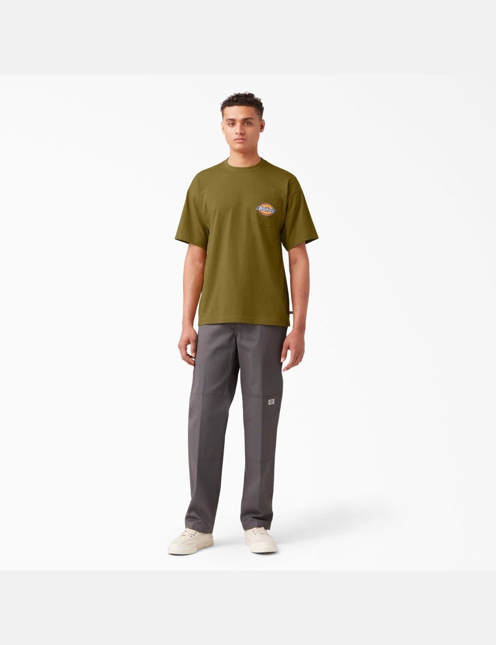 Green Moss Dickies Chest Logo Pocket T-Shirts | 869EFKPSH