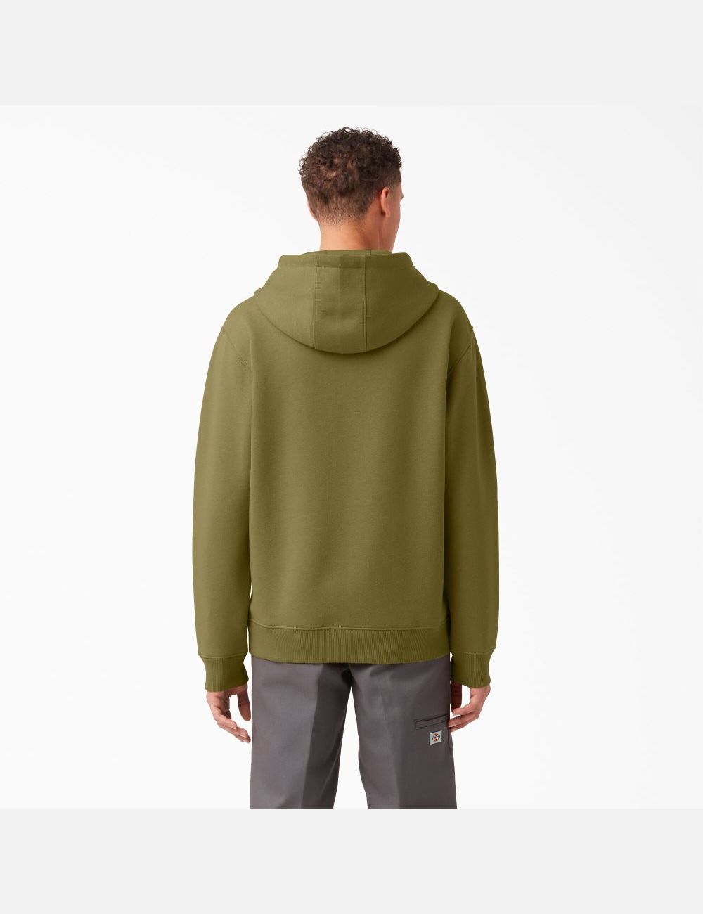 Green Moss Dickies Fleece Embroidered Chest Logo Hoodies | 074OYDVWZ