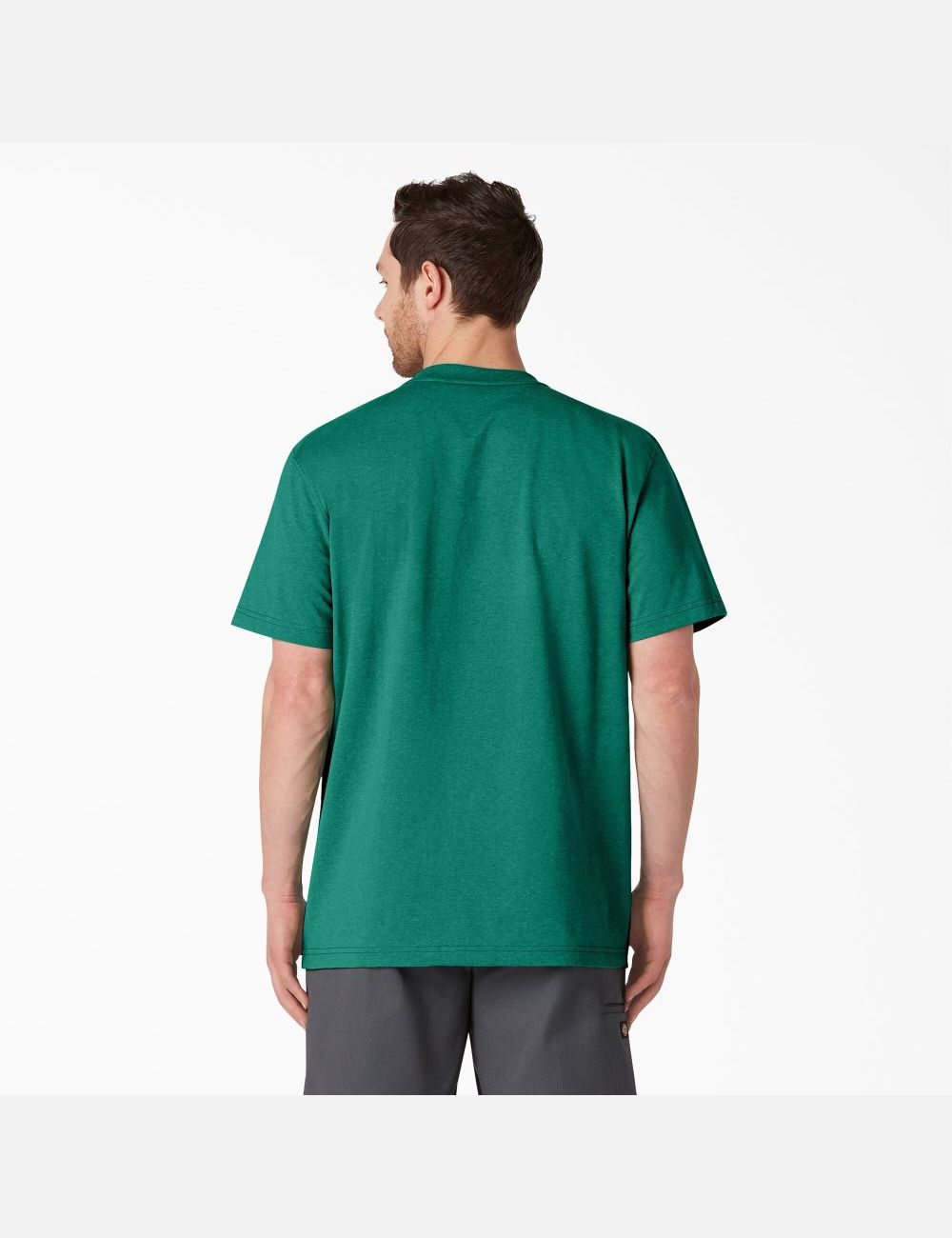 Green Single Dye Heather Dickies Short Sleeve Heavyweight Heathered Shirts | 628PMWRAV