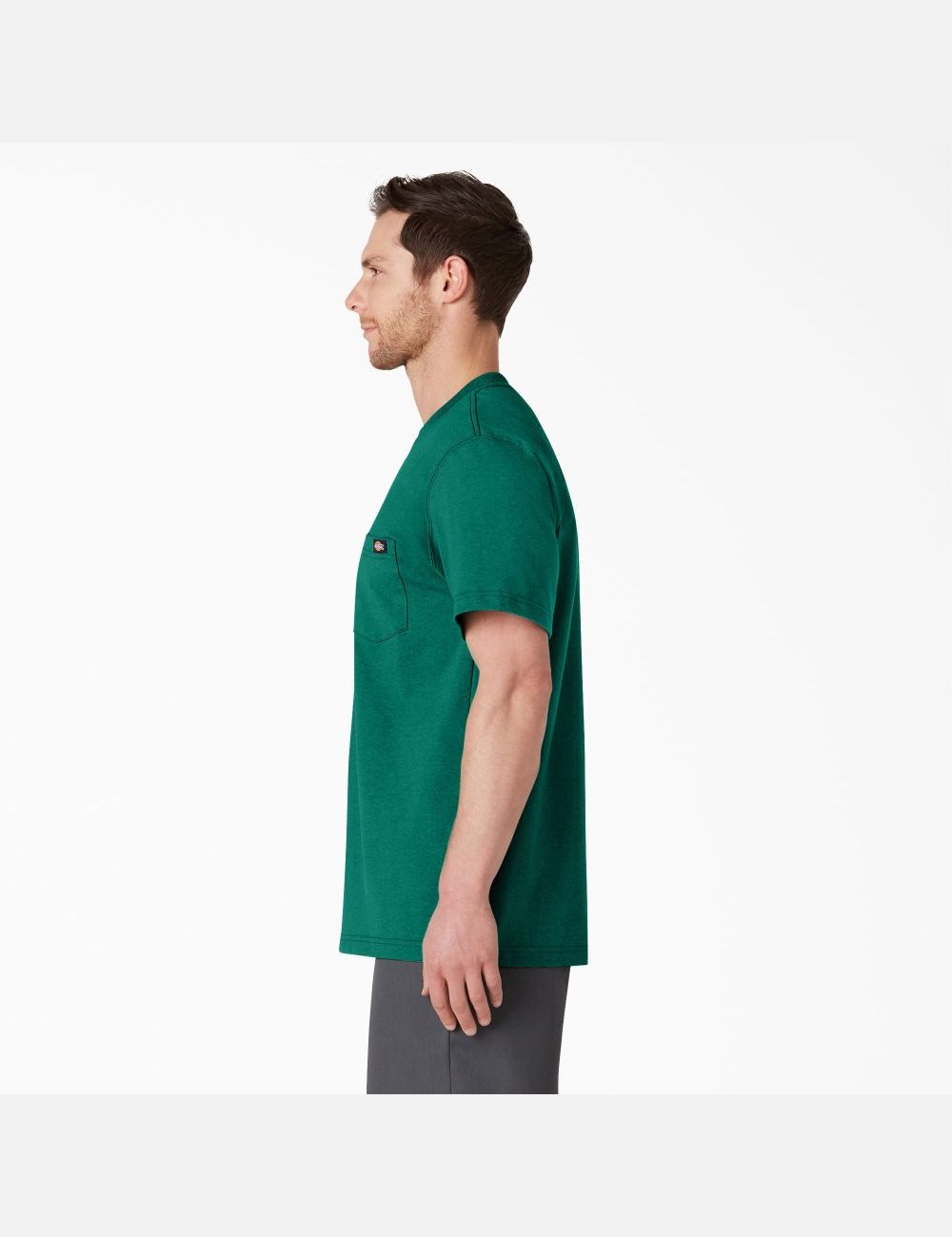 Green Single Dye Heather Dickies Short Sleeve Heavyweight Heathered Shirts | 628PMWRAV