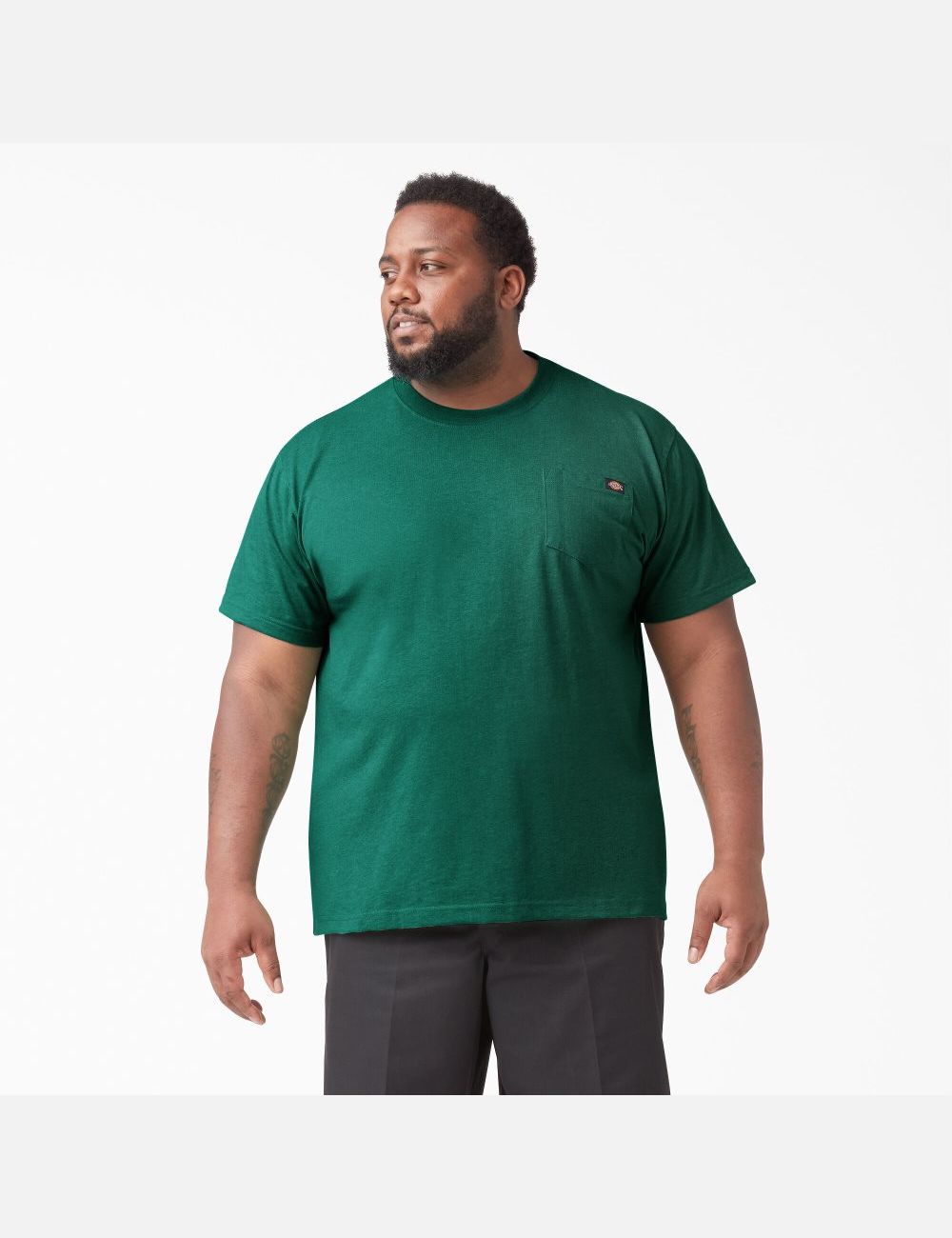 Green Single Dye Heather Dickies Short Sleeve Heavyweight Heathered Shirts | 628PMWRAV