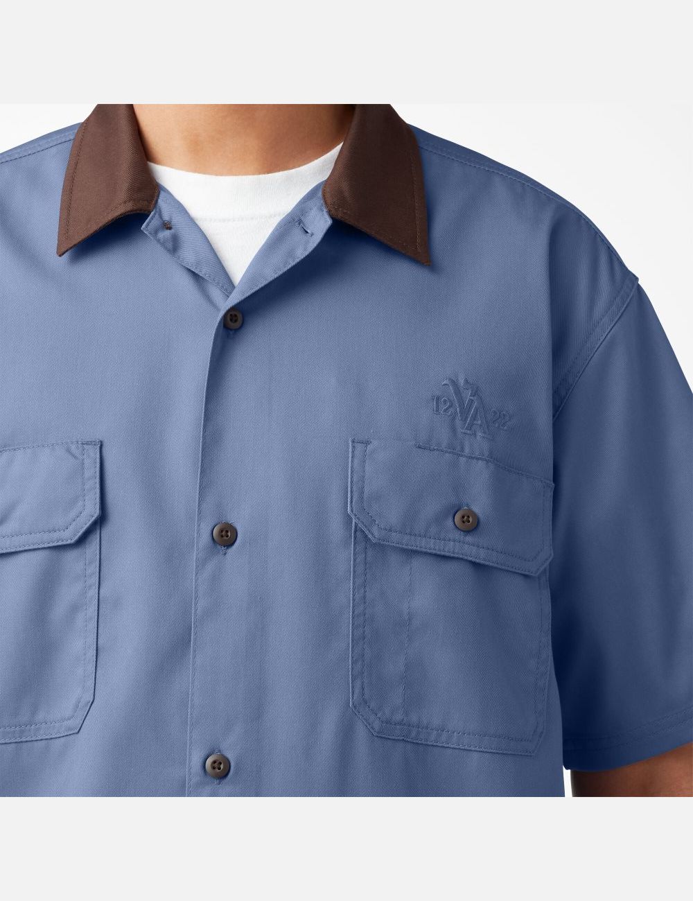 Gulf Blue Dickies Vincent Alvarez Block Collar Work Shirts | 740KLMFTO