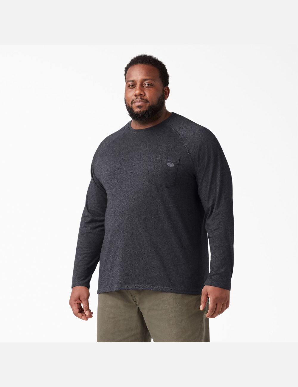 Heather Black Dickies Cooling Long Sleeve Shirts | 689YFWUKE