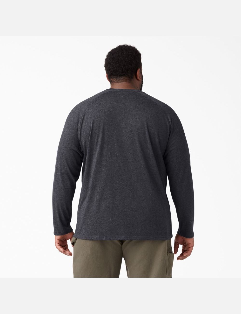 Heather Black Dickies Cooling Long Sleeve Shirts | 689YFWUKE