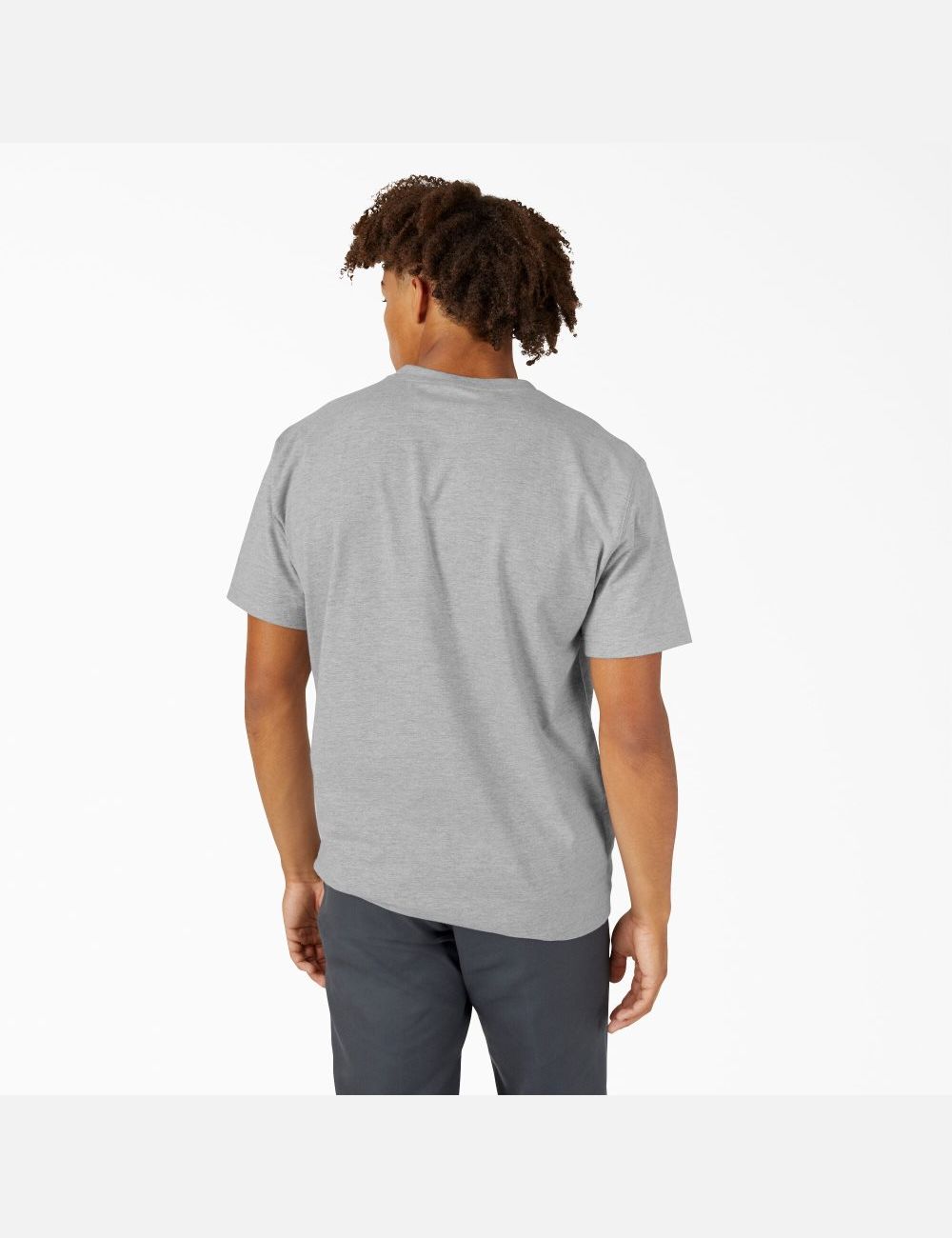 Heather Gray Dickies Chest Logo Pocket T-Shirts | 319YFMHXB