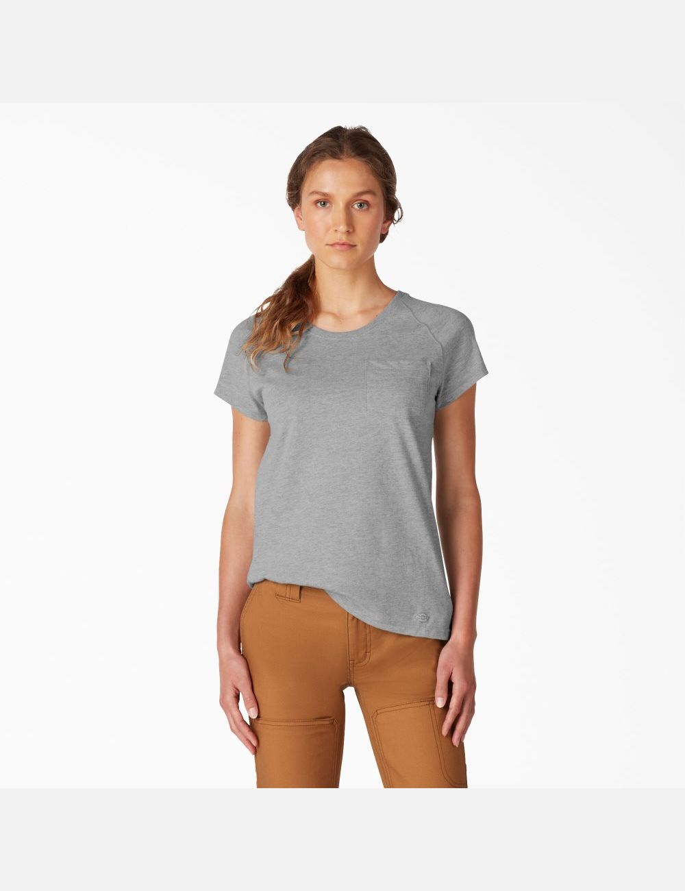 Heather Gray Dickies Cooling Short Sleeve T-Shirts | 354GLUPEJ