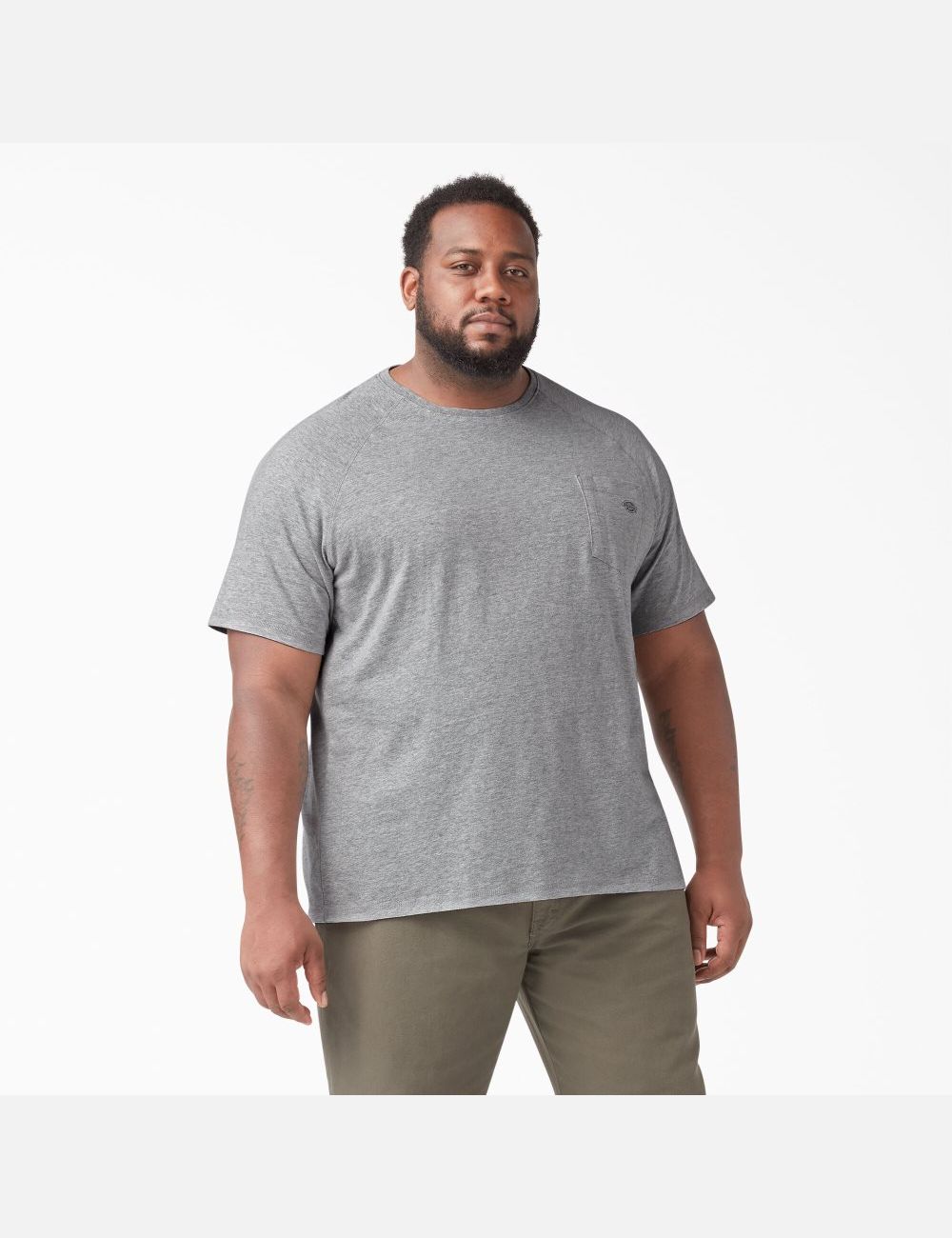 Heather Gray Dickies Cooling Short Sleeve Shirts | 538MOTSHE