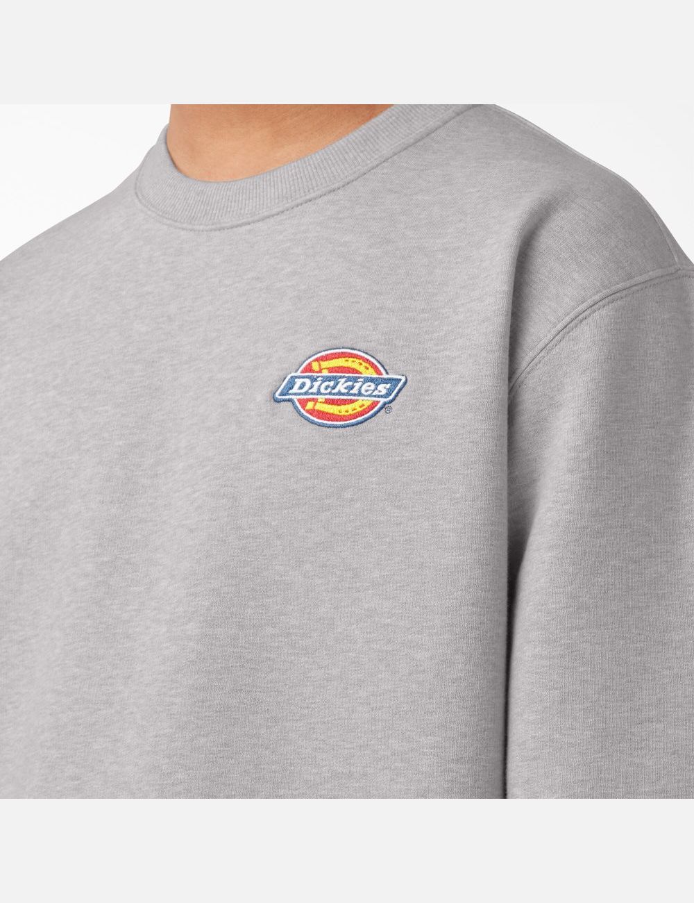 Heather Gray Dickies Fleece Embroidered Chest Sweatshirts | 498QFRKHL