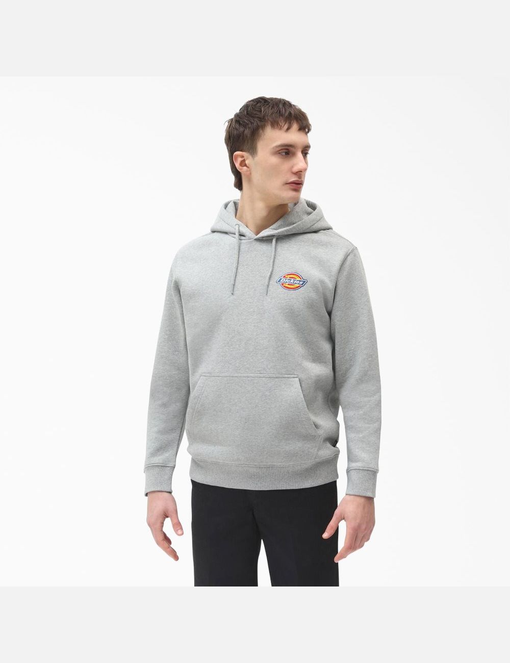 Heather Gray Dickies Fleece Embroidered Chest Logo Hoodies | 916REJWQX