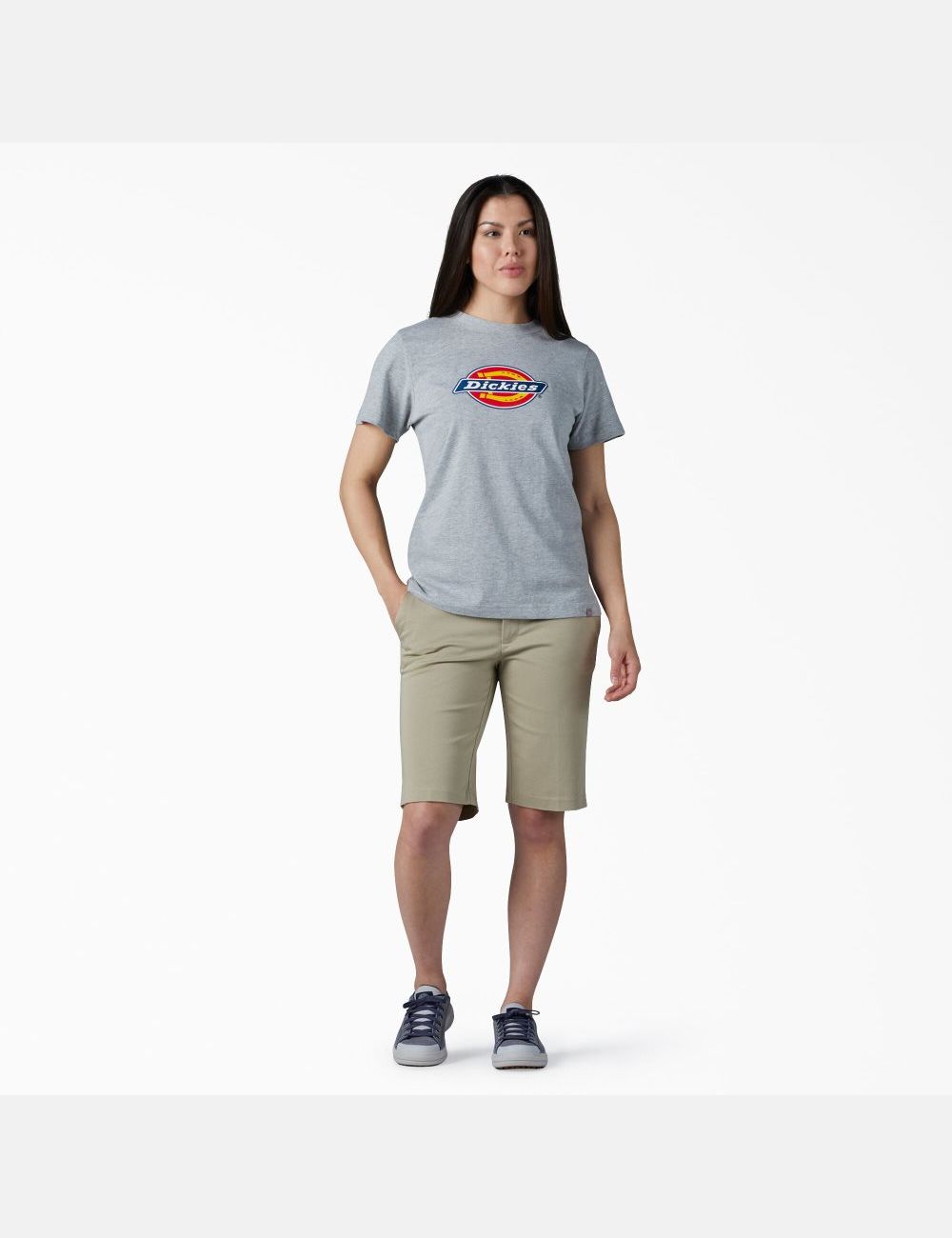 Heather Gray Dickies Graphic Logo T-Shirts | 895YDQAEP