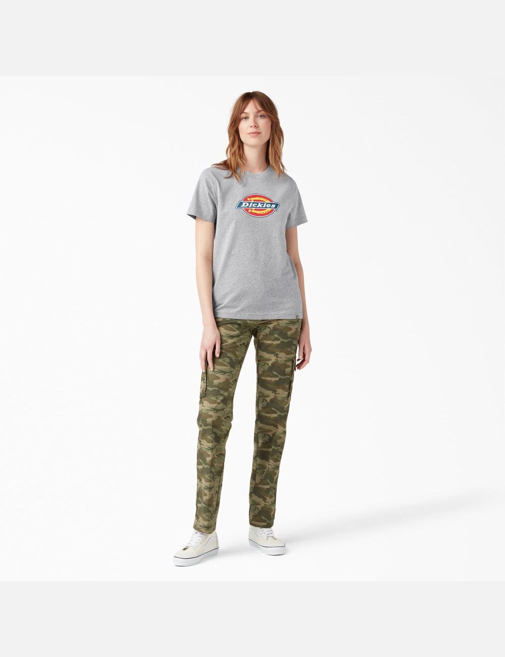 Heather Gray Dickies Graphic Logo T-Shirts | 895YDQAEP