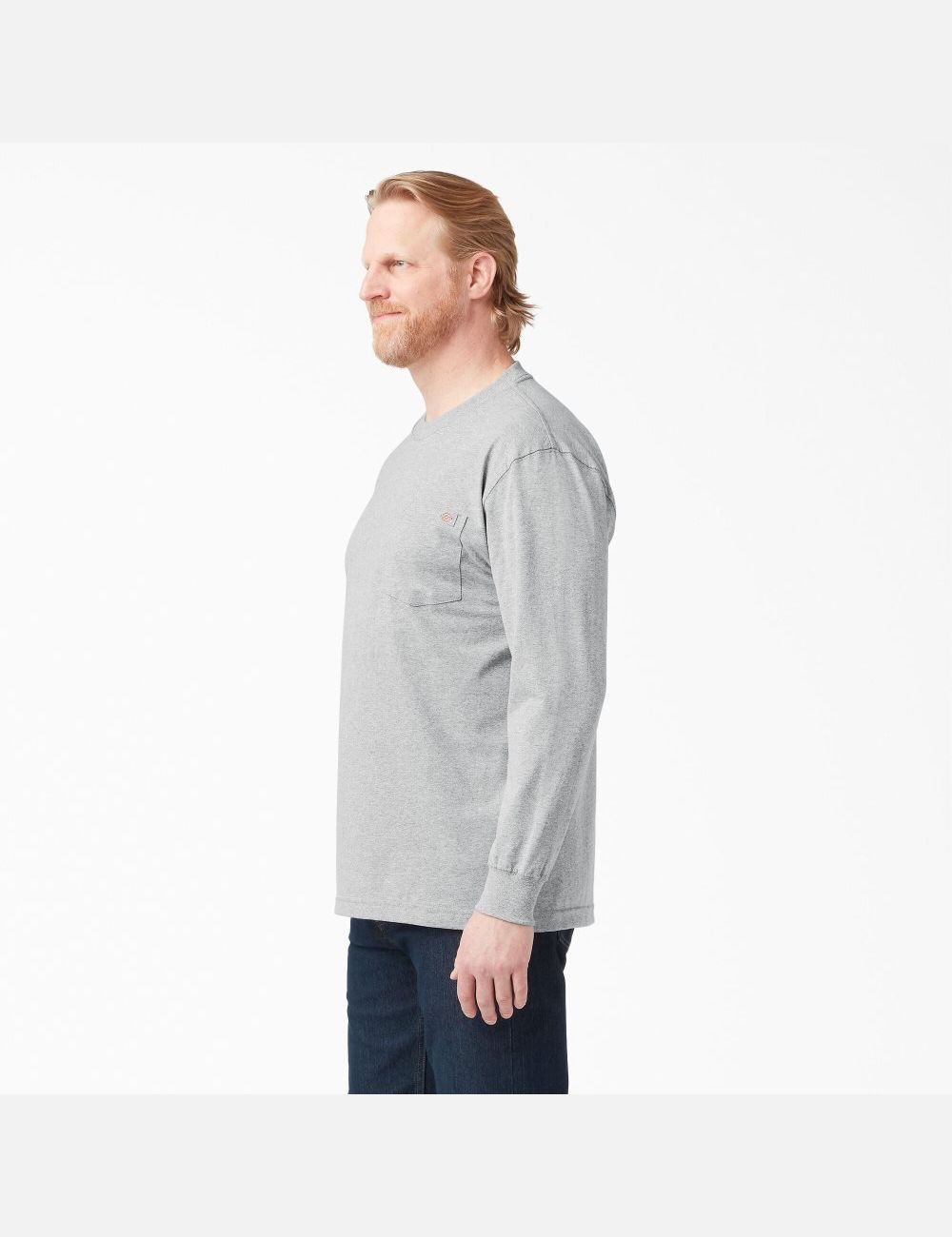 Heather Gray Dickies Heavyweight Crew Neck Long Sleeve T-Shirts | 096INYERC