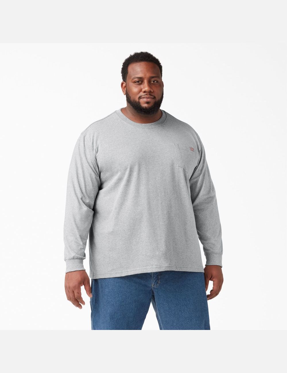 Heather Gray Dickies Heavyweight Crew Neck Long Sleeve T-Shirts | 096INYERC