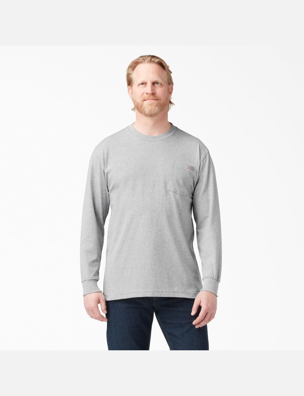 Heather Gray Dickies Heavyweight Crew Neck Long Sleeve T-Shirts | 096INYERC