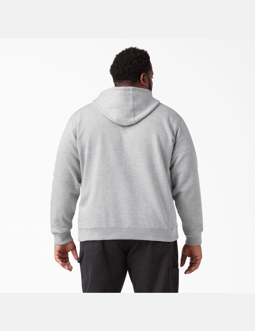 Heather Gray Dickies Logo Sleeve Fleece Hoodies | 307HWGSFT