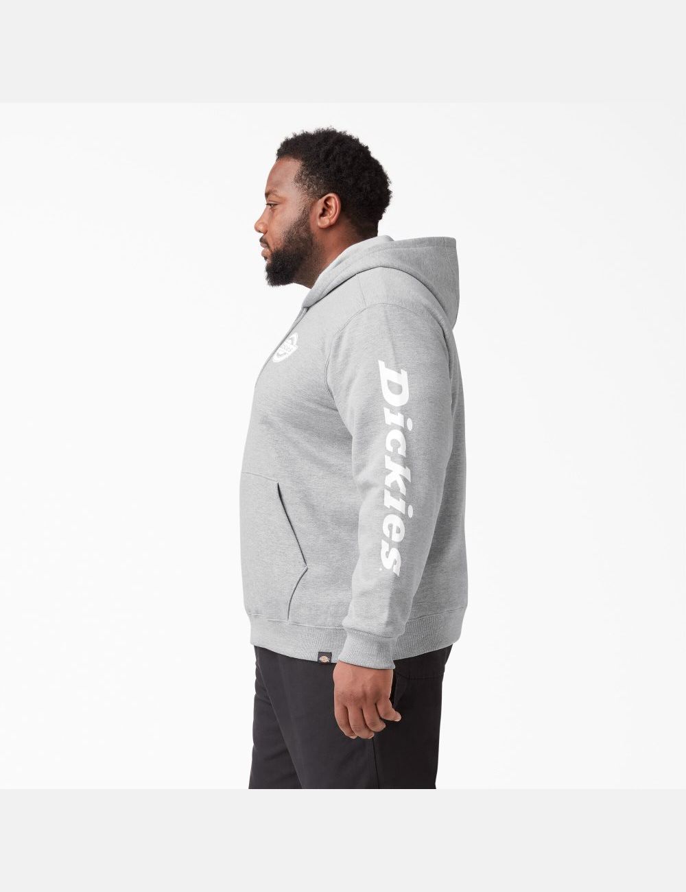 Heather Gray Dickies Logo Sleeve Fleece Hoodies | 307HWGSFT