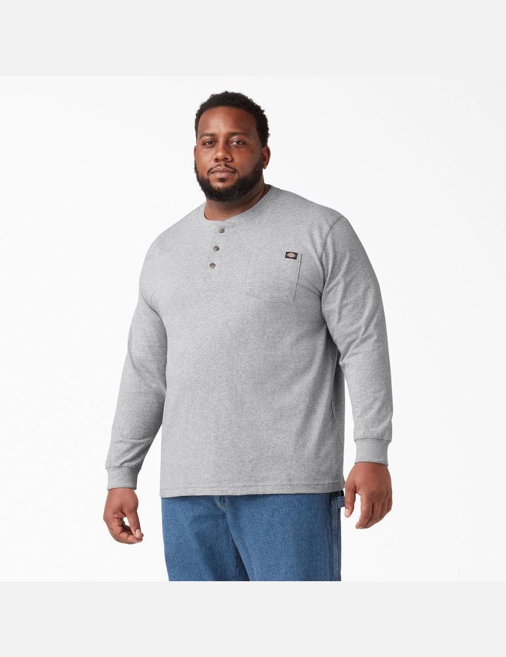 Heather Gray Dickies Long Sleeve Heavyweight Henley T-Shirts | 715UJWIAH