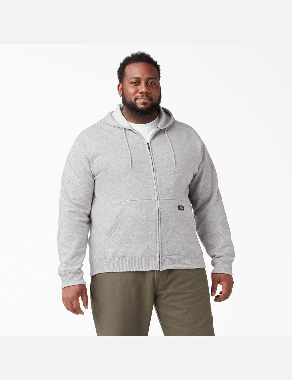 Heather Gray Dickies Midweight Fleece Zip Hoodies | 629VHKSNA