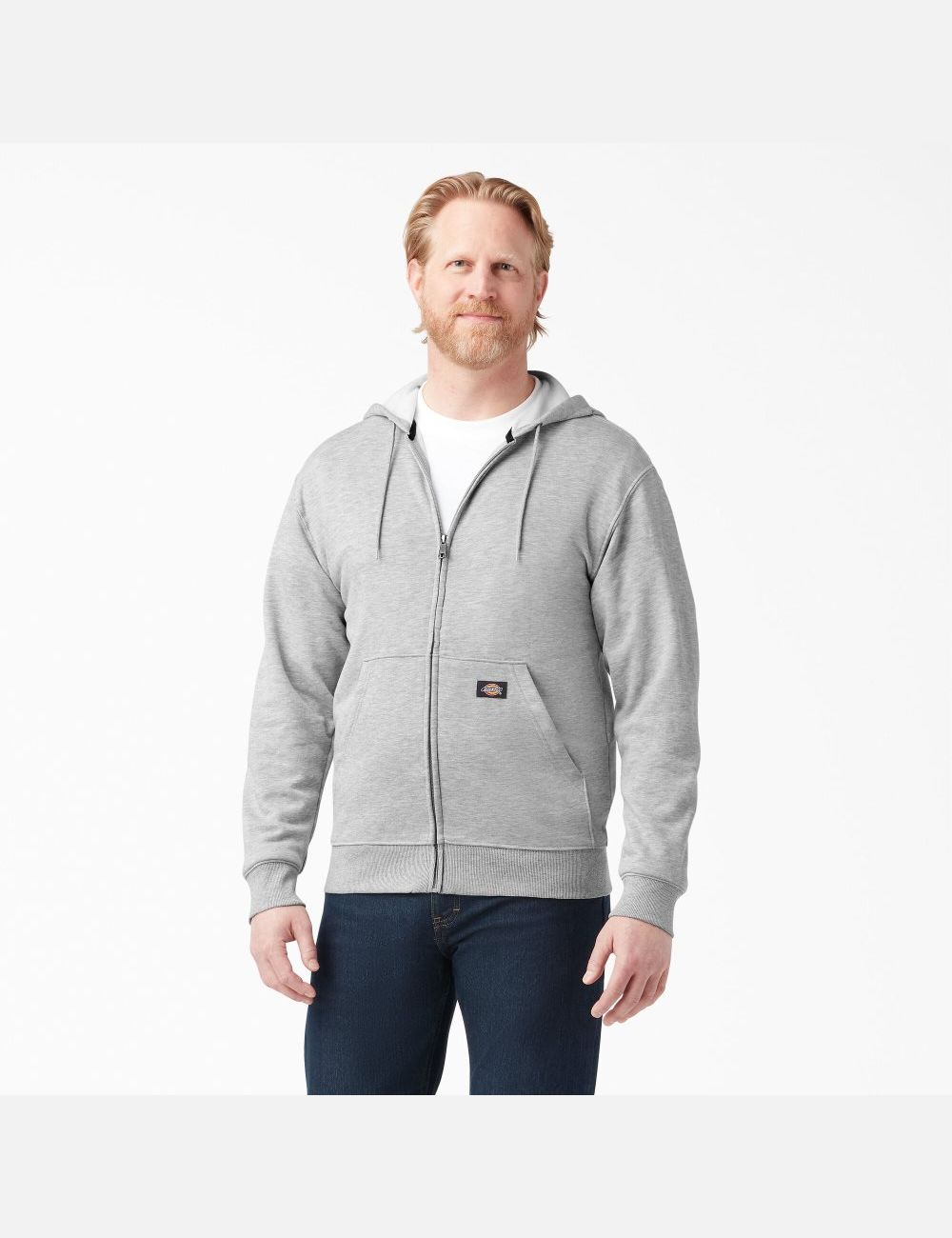 Heather Gray Dickies Midweight Fleece Zip Hoodies | 629VHKSNA