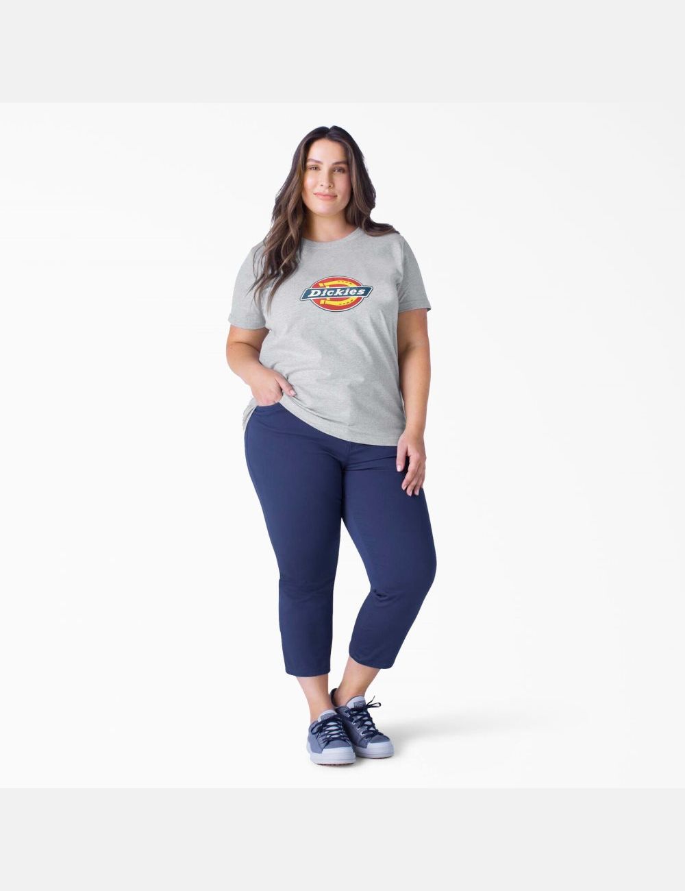 Heather Gray Dickies Plus Logo Graphic T-Shirts | 069EJPRMX