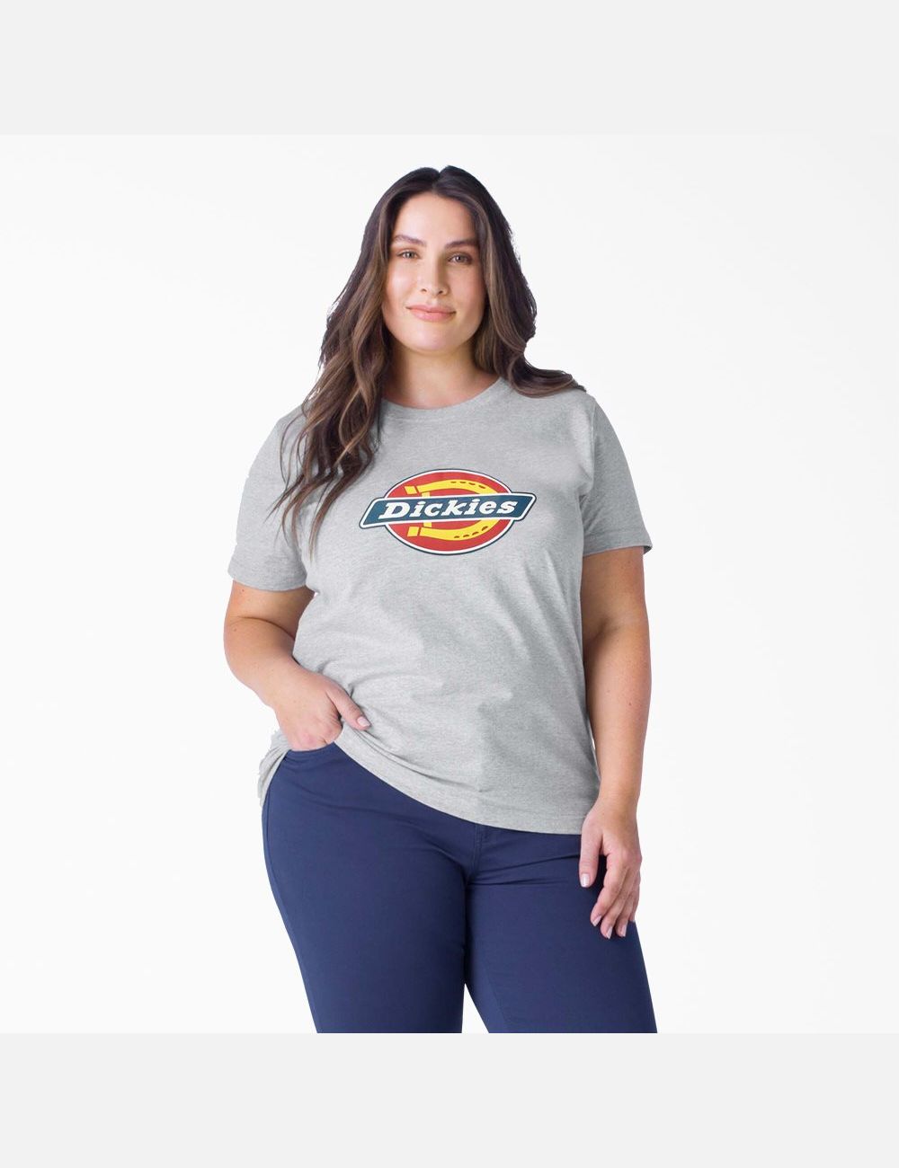 Heather Gray Dickies Plus Logo Graphic T-Shirts | 069EJPRMX