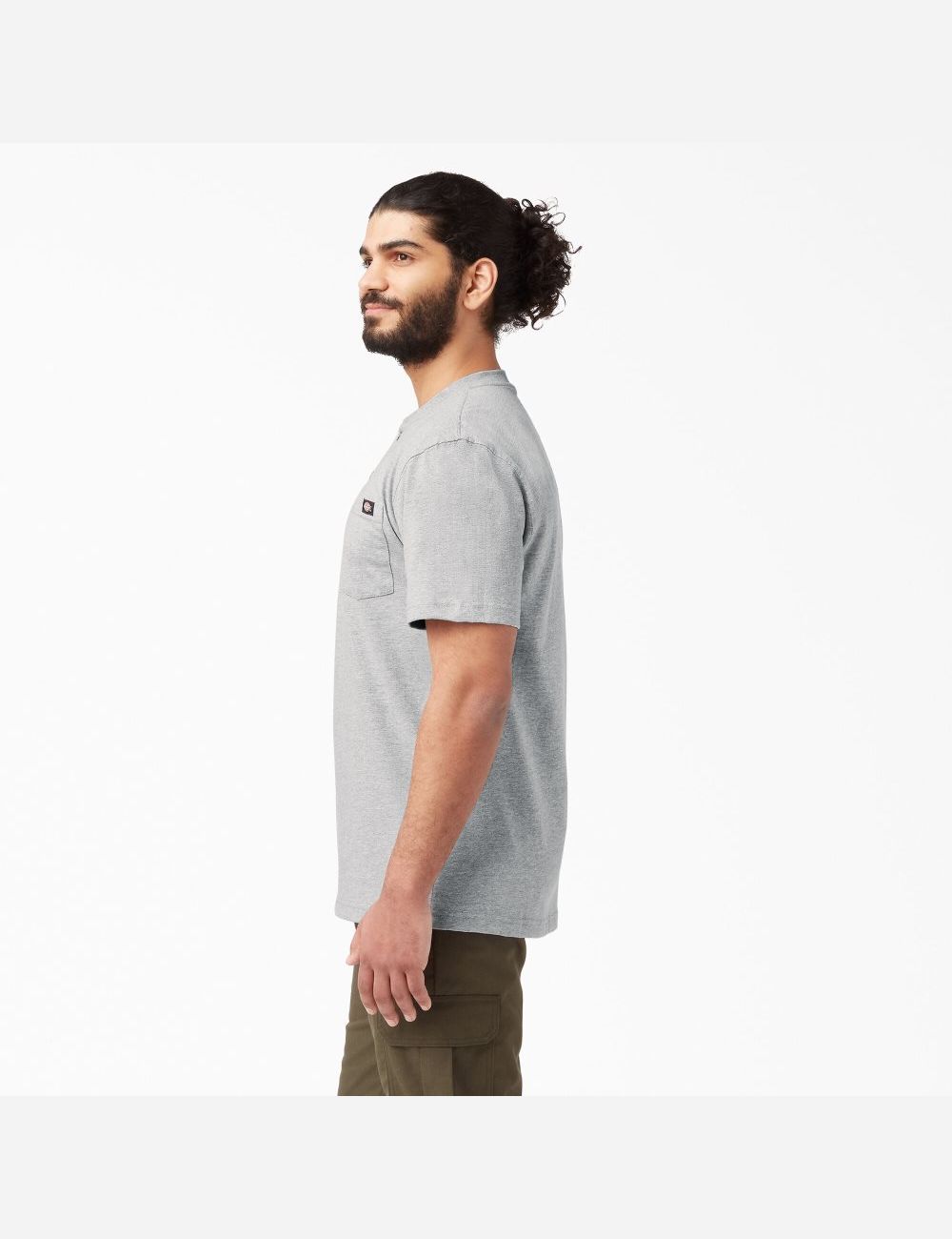 Heather Gray Dickies Short Sleeve Heavyweight Henley Shirts | 031FRKMGT