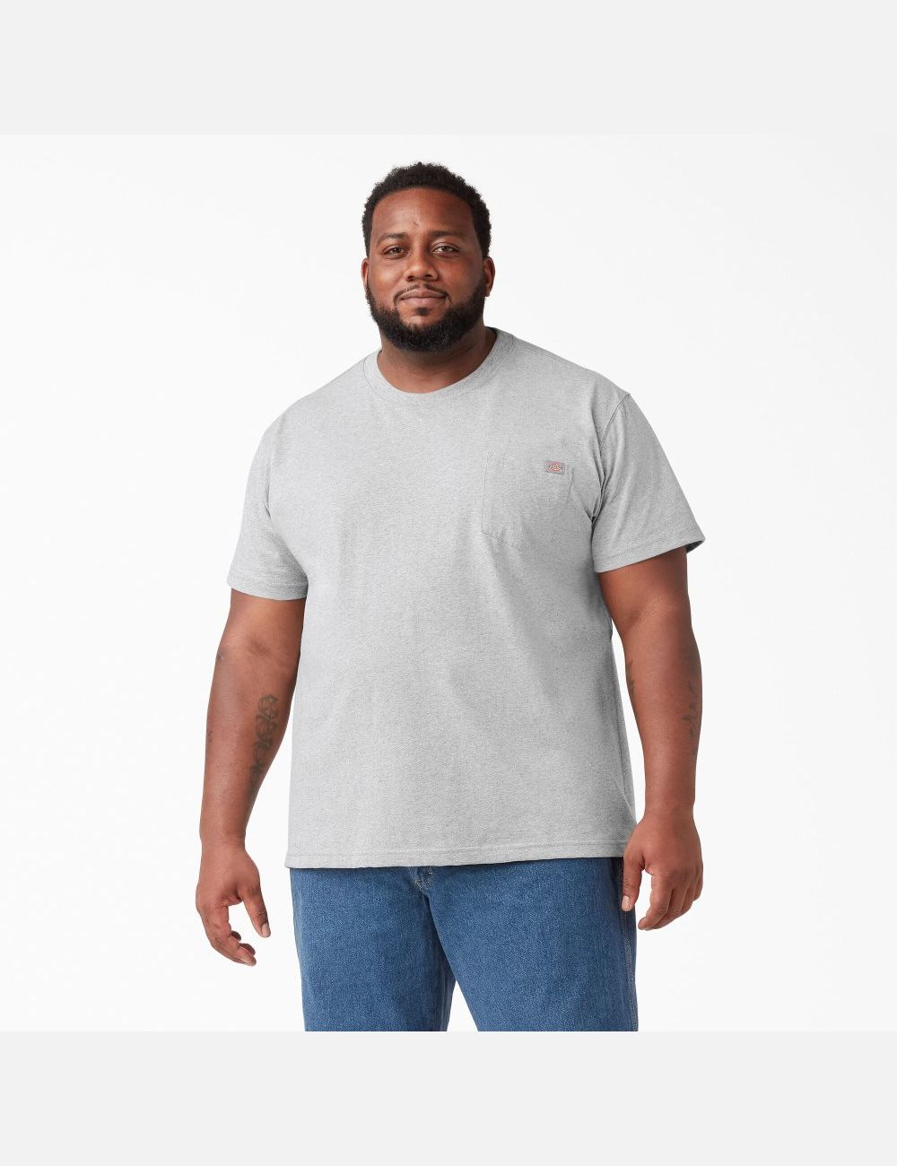 Heather Gray Dickies Short Sleeve Heavyweight Shirts | 395WGUYXR