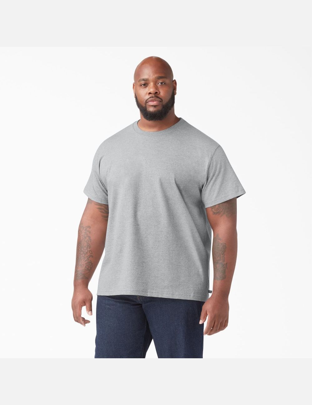 Heather Gray Dickies Short Sleeve Heavyweight Crew Neck Shirts | 859NWMZAQ