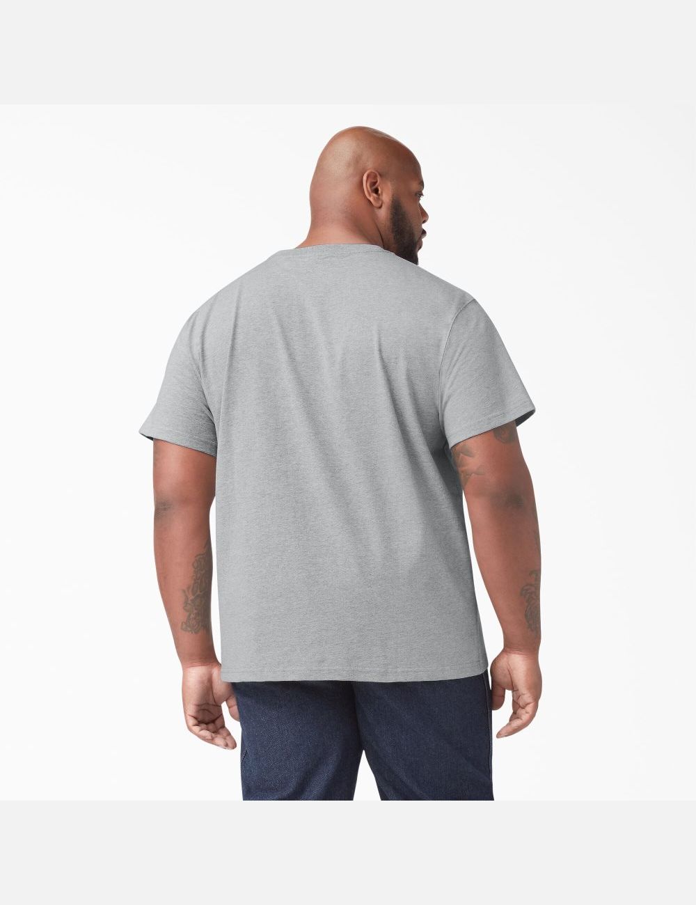 Heather Gray Dickies Short Sleeve Heavyweight Crew Neck Shirts | 859NWMZAQ