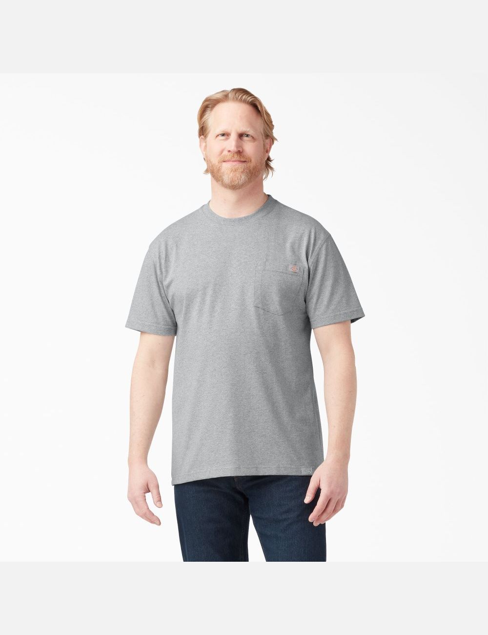 Heather Gray Dickies Short Sleeve Heavyweight Crew Neck Shirts | 859NWMZAQ