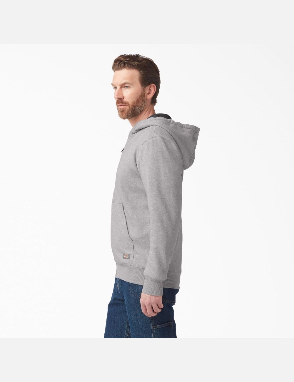 Heather Gray Dickies Thermal Lined Full-Zip Fleece with DWR Hoodies | 891CXKNIF