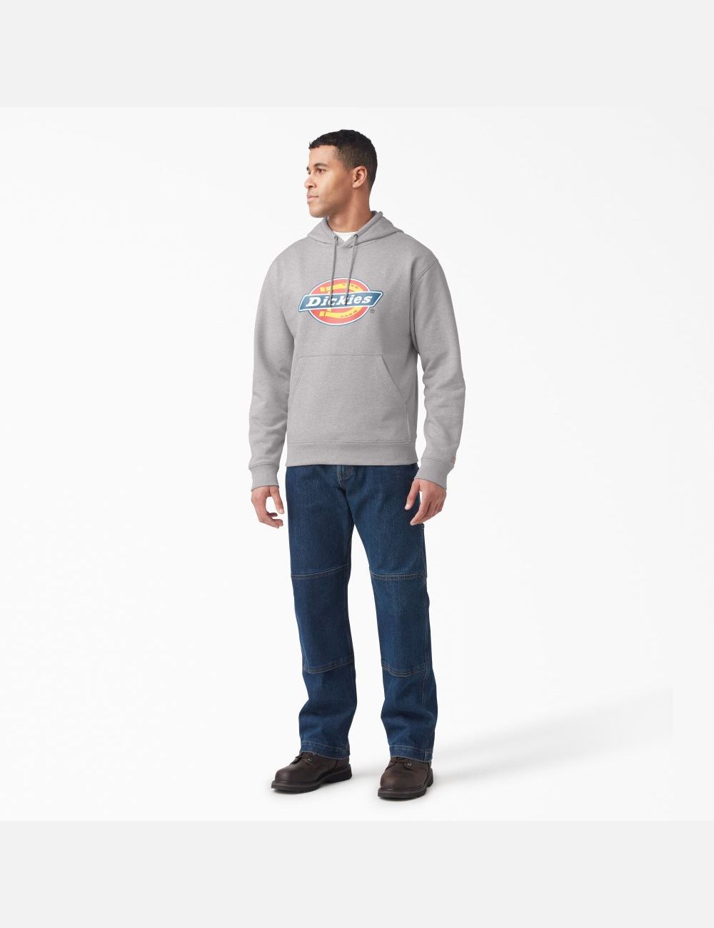 Heather Gray Dickies Water Repellent Tri-Color Logo Hoodies | 725ZOMACJ