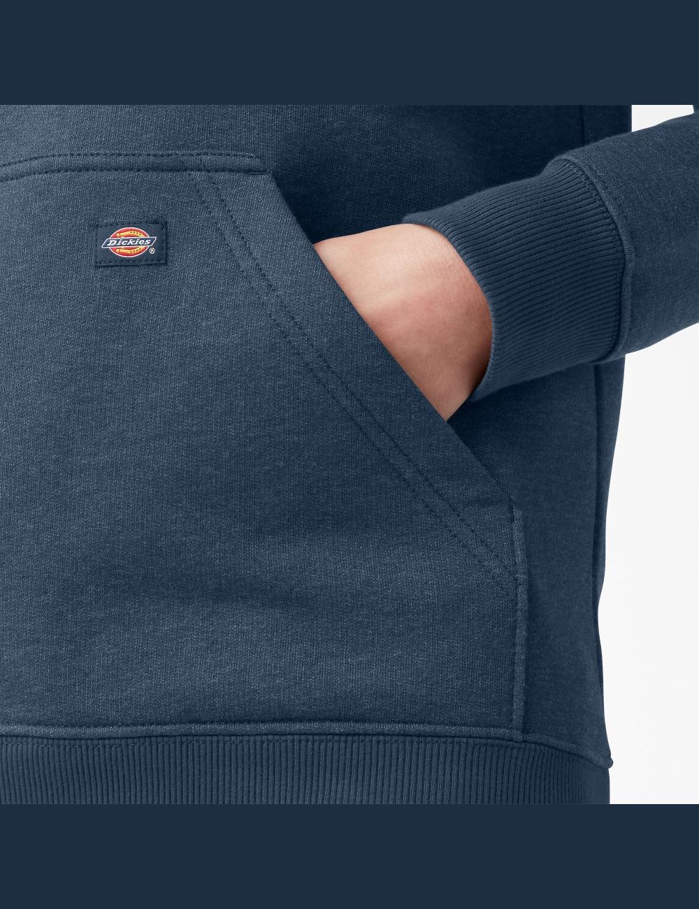 Heather Navy Dickies Heavyweight Logo Sleeve Hoodies | 579FMAKHG