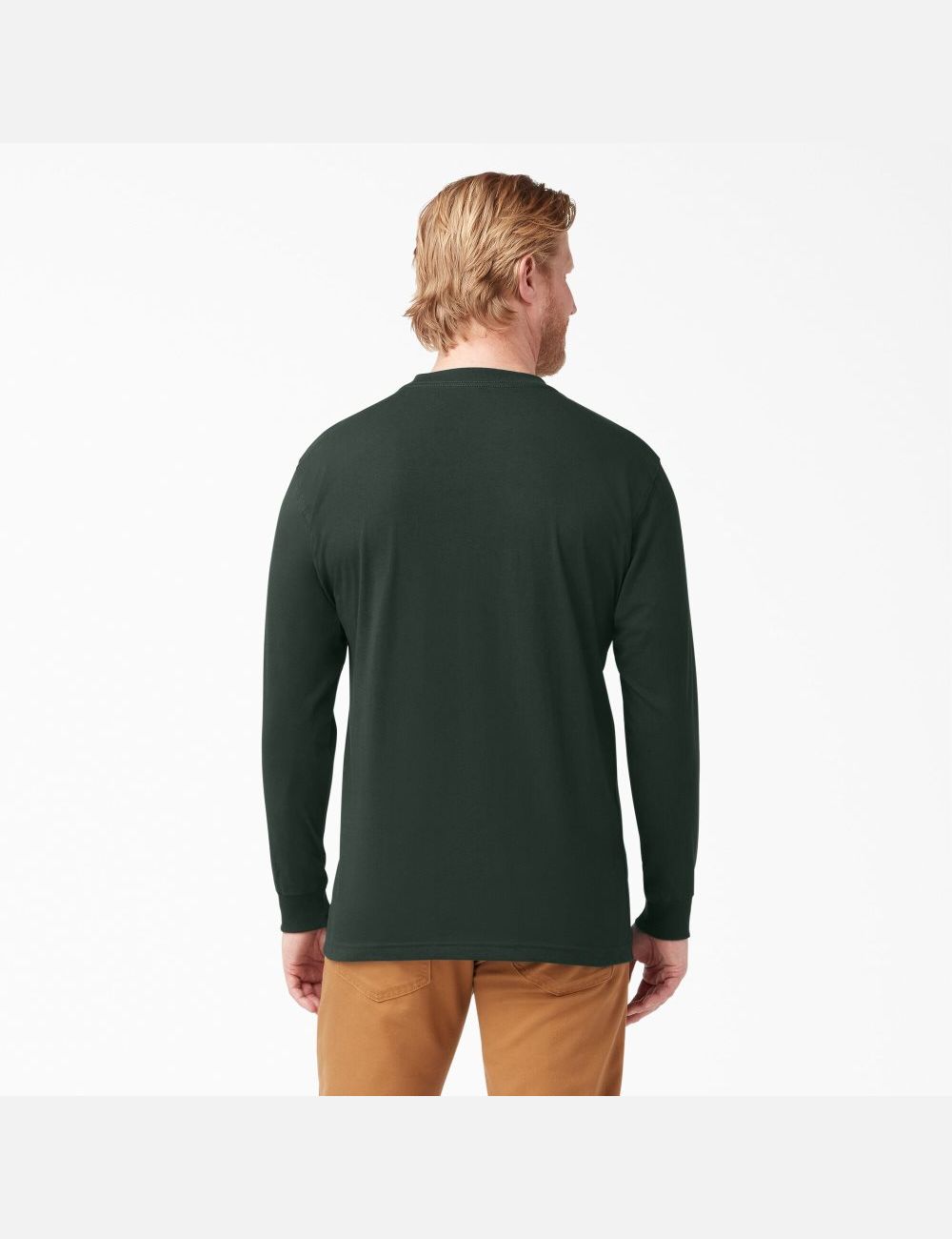 Hunter Green Dickies Heavyweight Crew Neck Shirts | 206JLCPMK