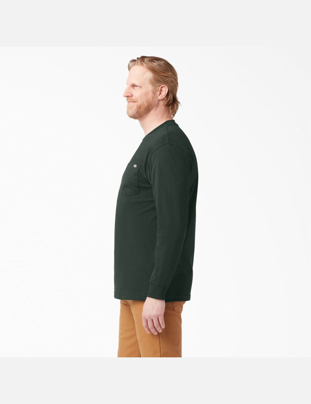 Hunter Green Dickies Heavyweight Crew Neck Shirts | 206JLCPMK