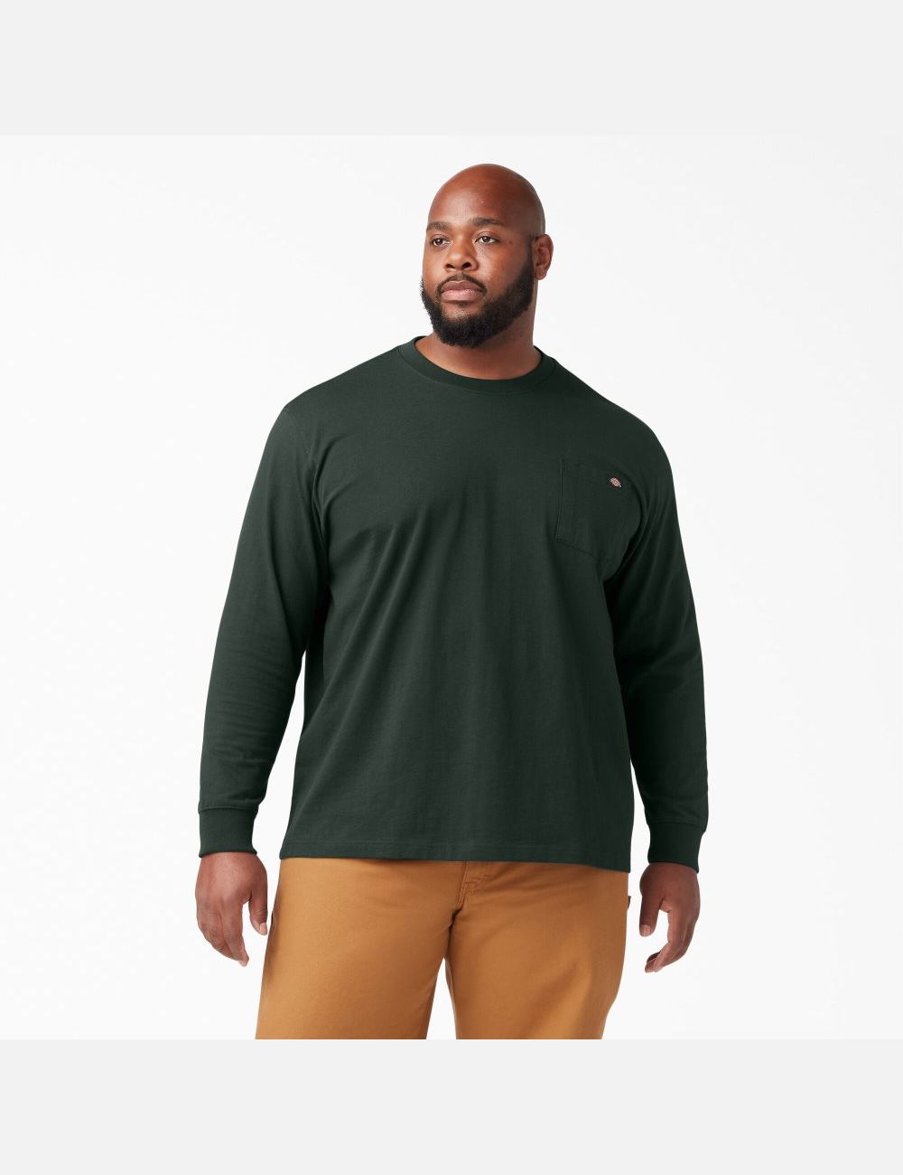 Hunter Green Dickies Heavyweight Crew Neck Shirts | 206JLCPMK