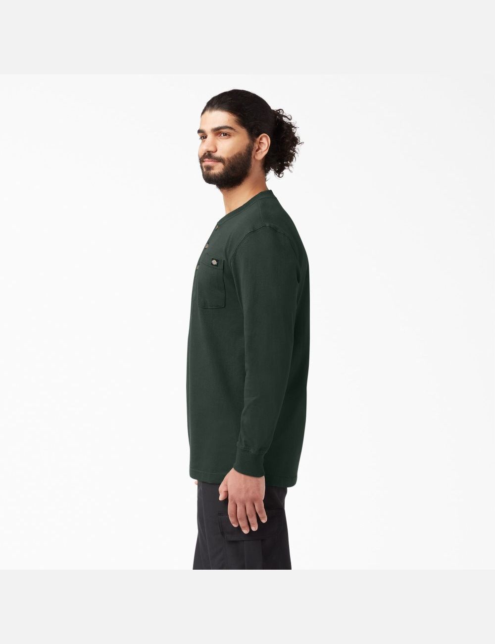 Hunter Green Dickies Long Sleeve Heavyweight Henley Shirts | 428YWZIXF