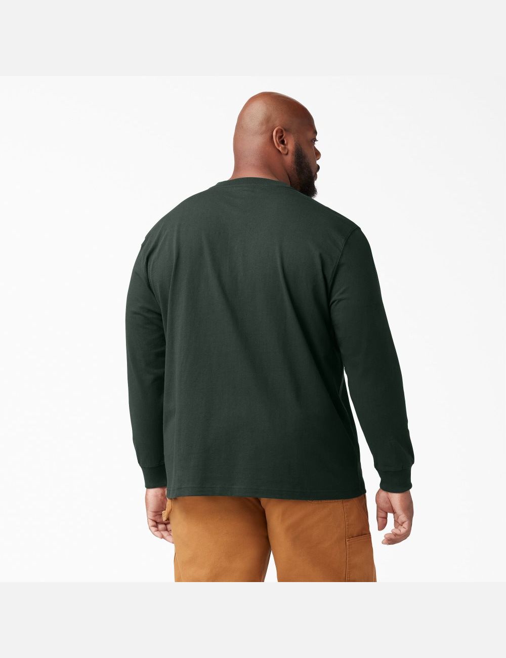 Hunter Green Dickies Long Sleeve Heavyweight Henley Shirts | 428YWZIXF