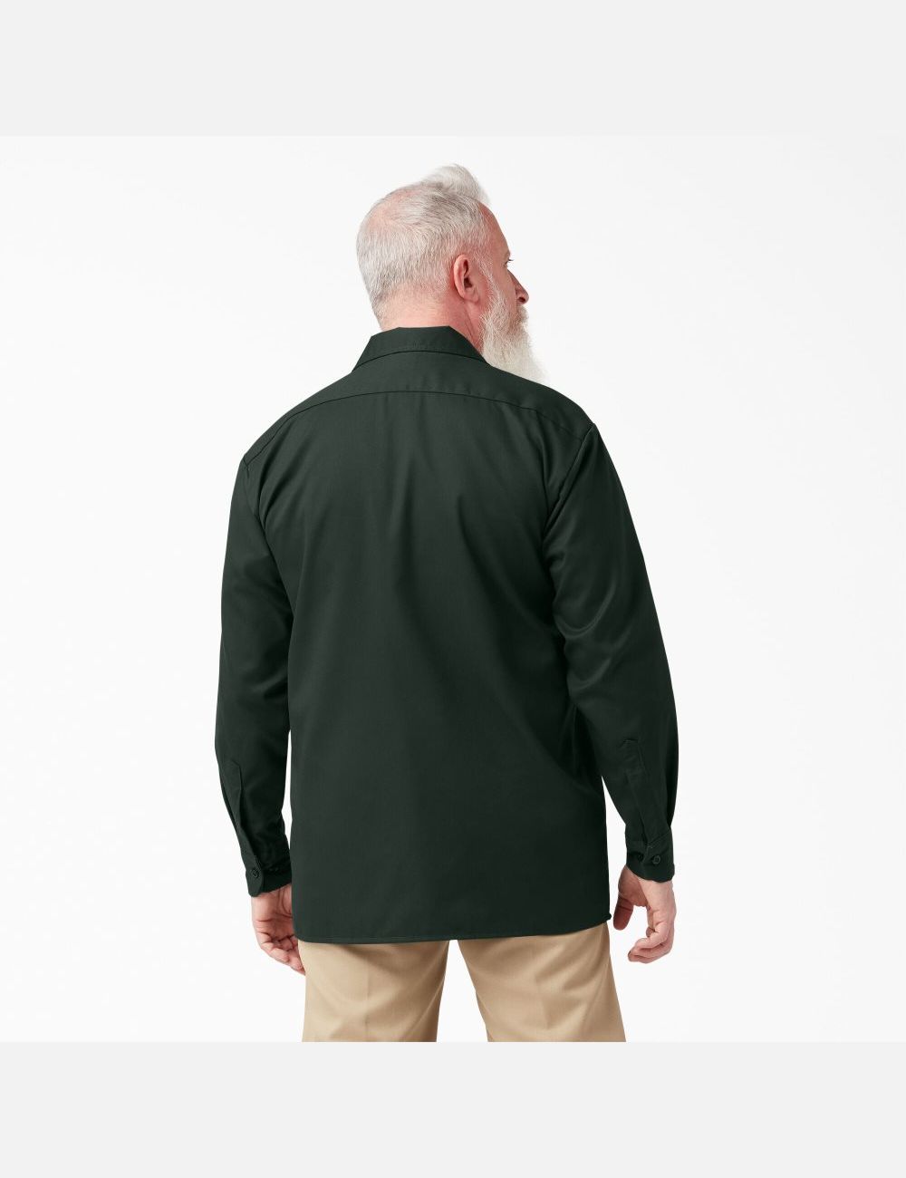 Hunter Green Dickies Long Sleeve Work Shirts | 405PVYTCA