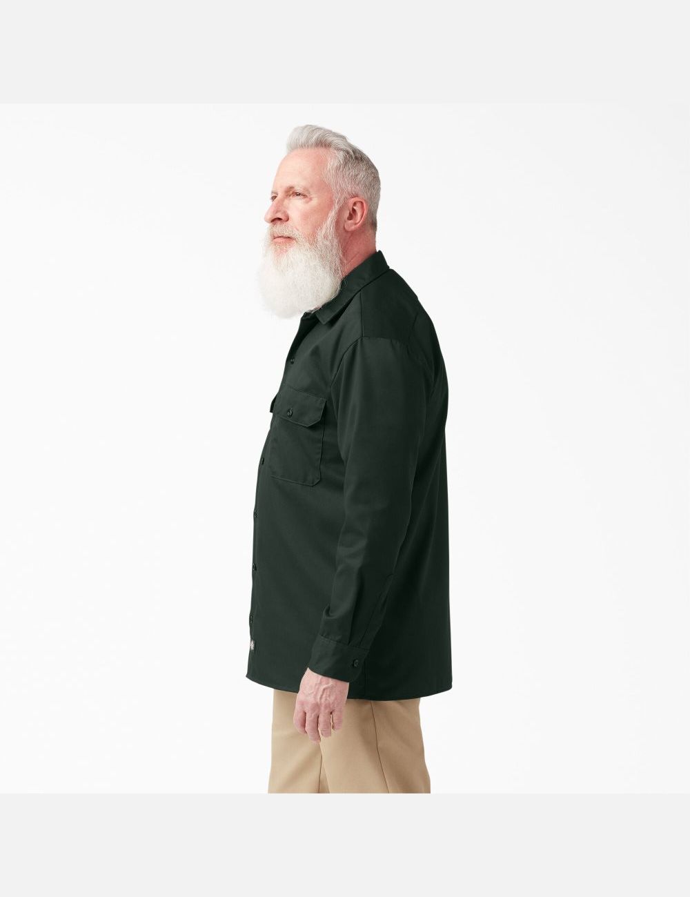 Hunter Green Dickies Long Sleeve Work Shirts | 405PVYTCA