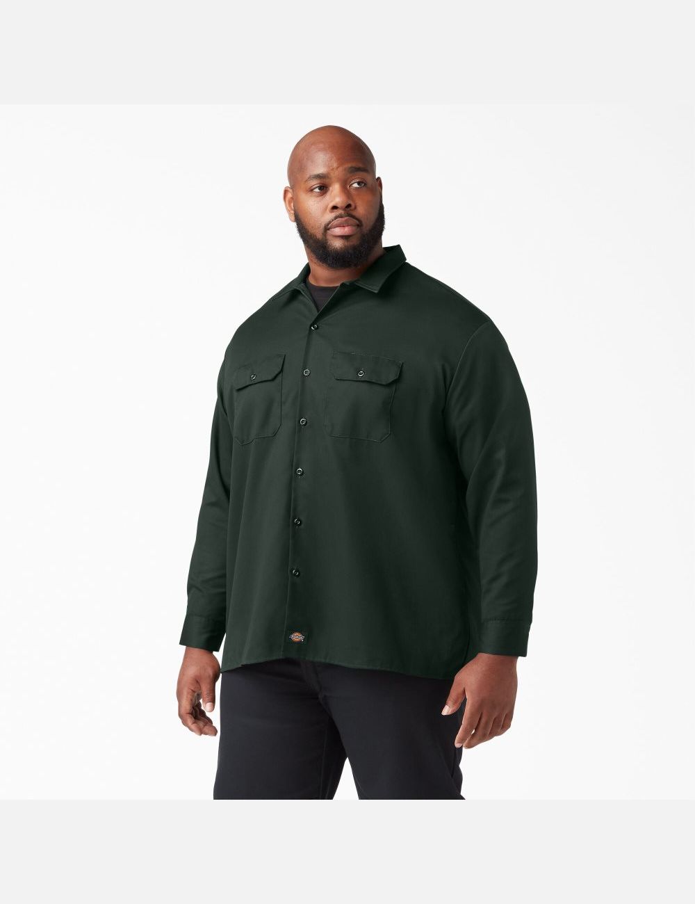 Hunter Green Dickies Long Sleeve Work Shirts | 405PVYTCA