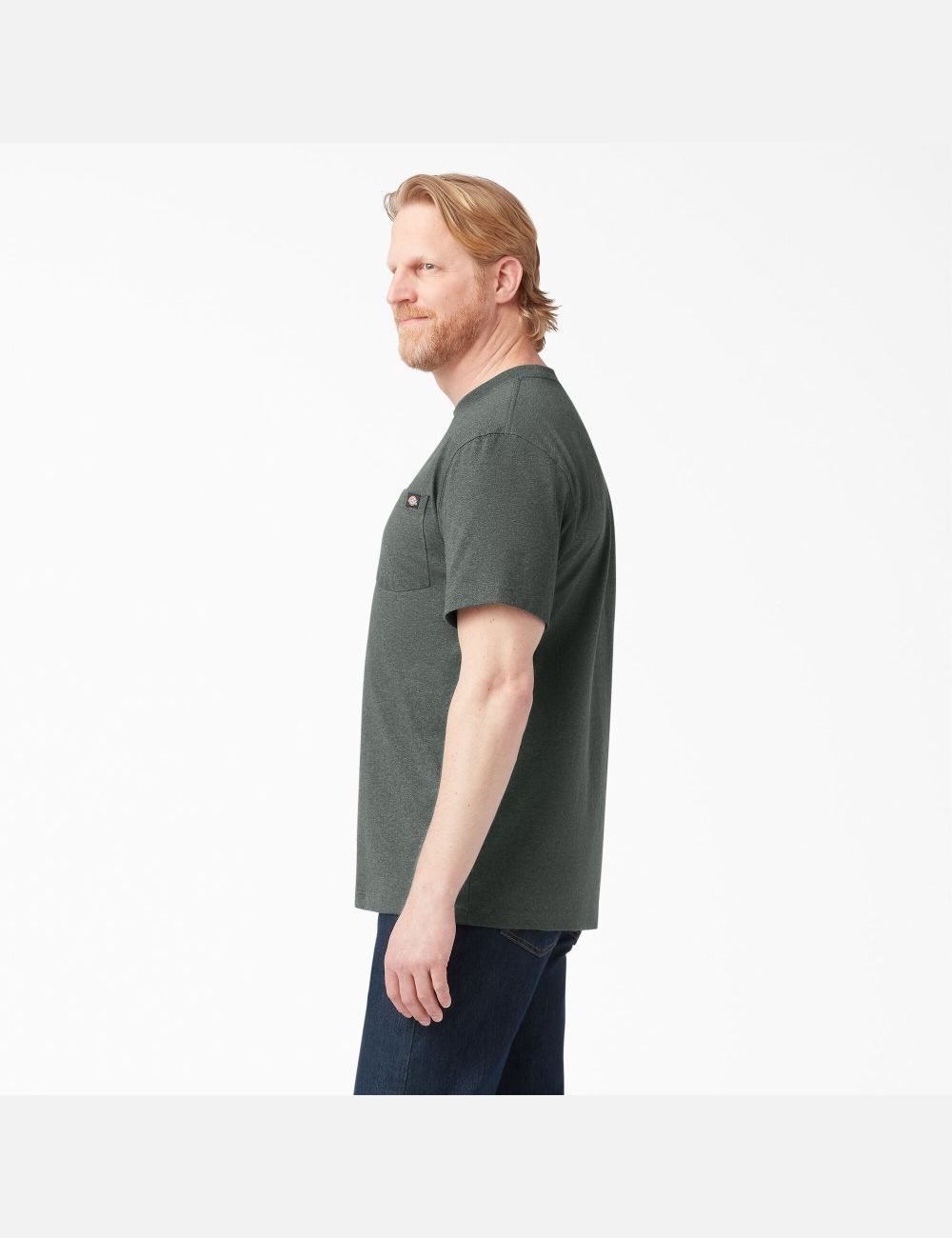 Hunter Green Dickies Short Sleeve Heavyweight Heathered Shirts | 726YHTFAD