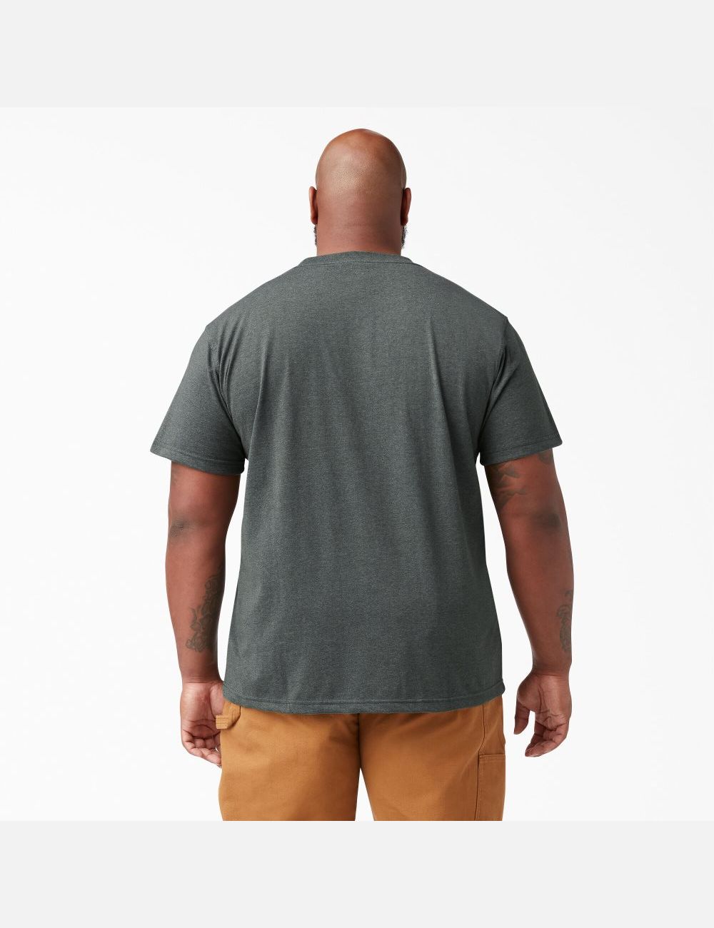 Hunter Green Dickies Short Sleeve Heavyweight Heathered Shirts | 726YHTFAD