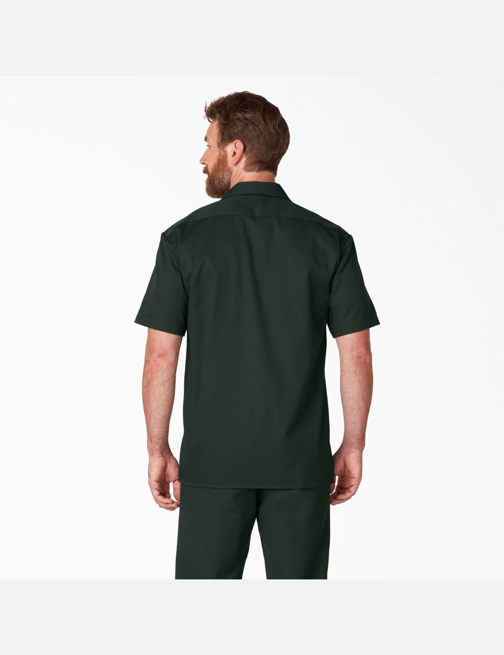 Hunter Green Dickies Short Sleeve Shirts | 968KALNRB