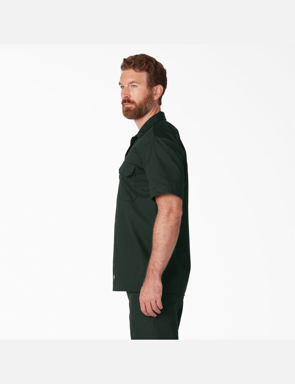 Hunter Green Dickies Short Sleeve Shirts | 968KALNRB