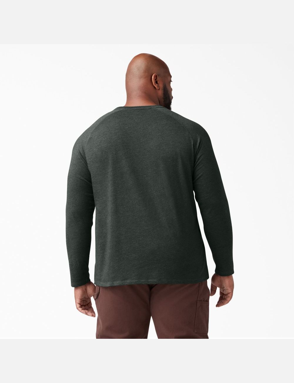 Hunter Green Heather Dickies Cooling Long Sleeve Shirts | 825KFGQSP