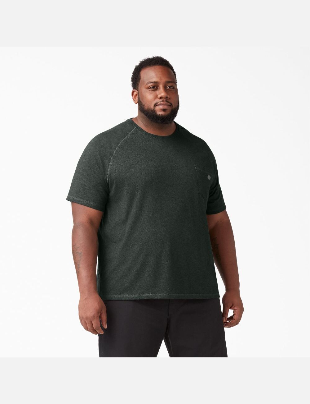 Hunter Green Heather Dickies Cooling Short Sleeve Shirts | 746GXTWSQ