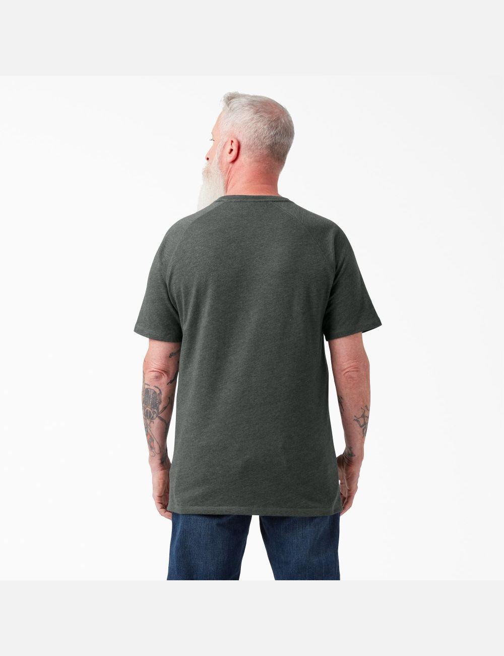 Hunter Green Heather Dickies Cooling Short Sleeve T-Shirts | 793CWNBXE