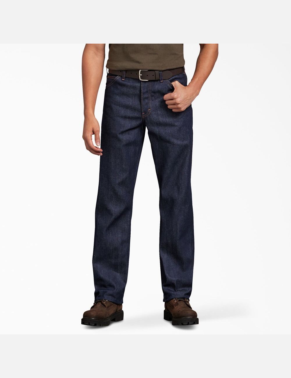 Indigo Blue Dickies Regular Straight Fit Denim Pants | 329PMGZNT